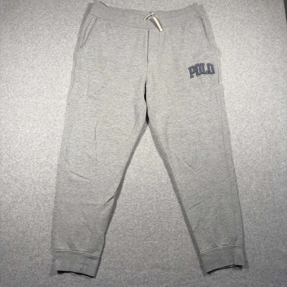 Polo Ralph Lauren Sweatpants Mens XL Gray Fleece Logo Joggers Pants Spellout